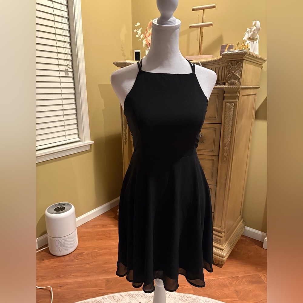 Lulus Elegant Black Halter Mini Dress